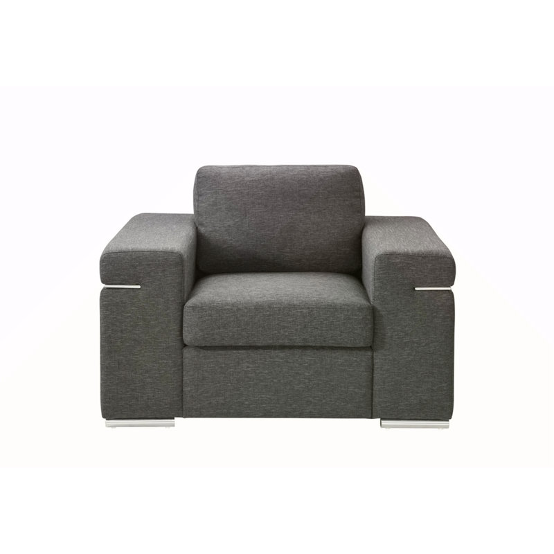 Chaise avec accoudoirs en tissu de lin noir