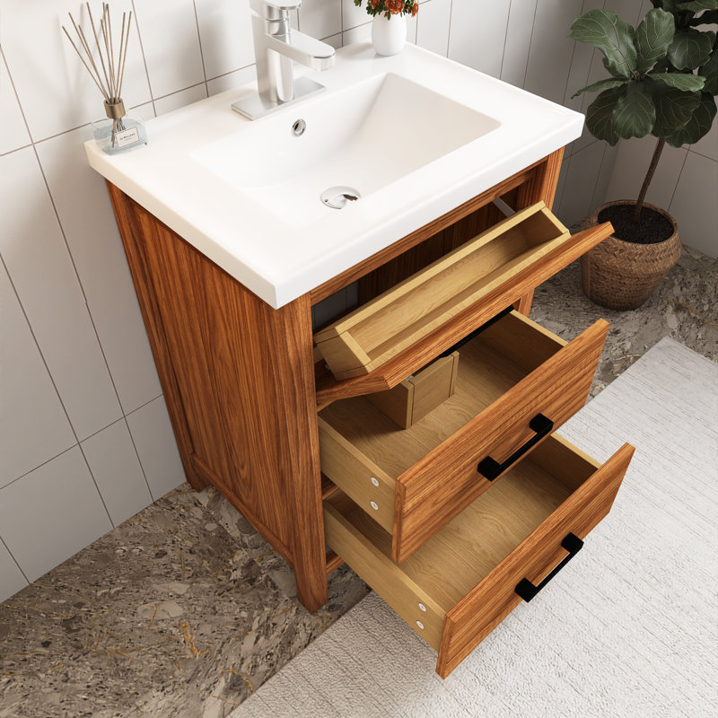 Meuble-lavabo autoportant de 24 po avec lavabo en céramique