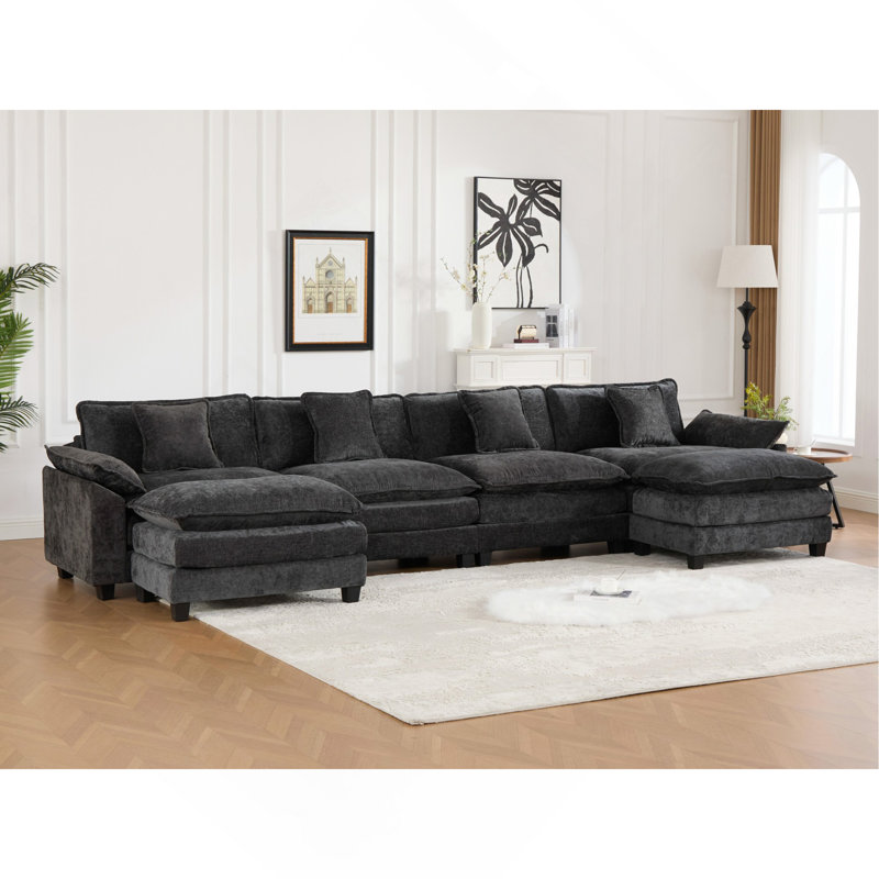 Accoudoir plus large, canapé modulaire moderne, pour le salon, la chambre à coucher et un appartement, coussin de siège rembourré à double couche confortable, tissu chenille respirant