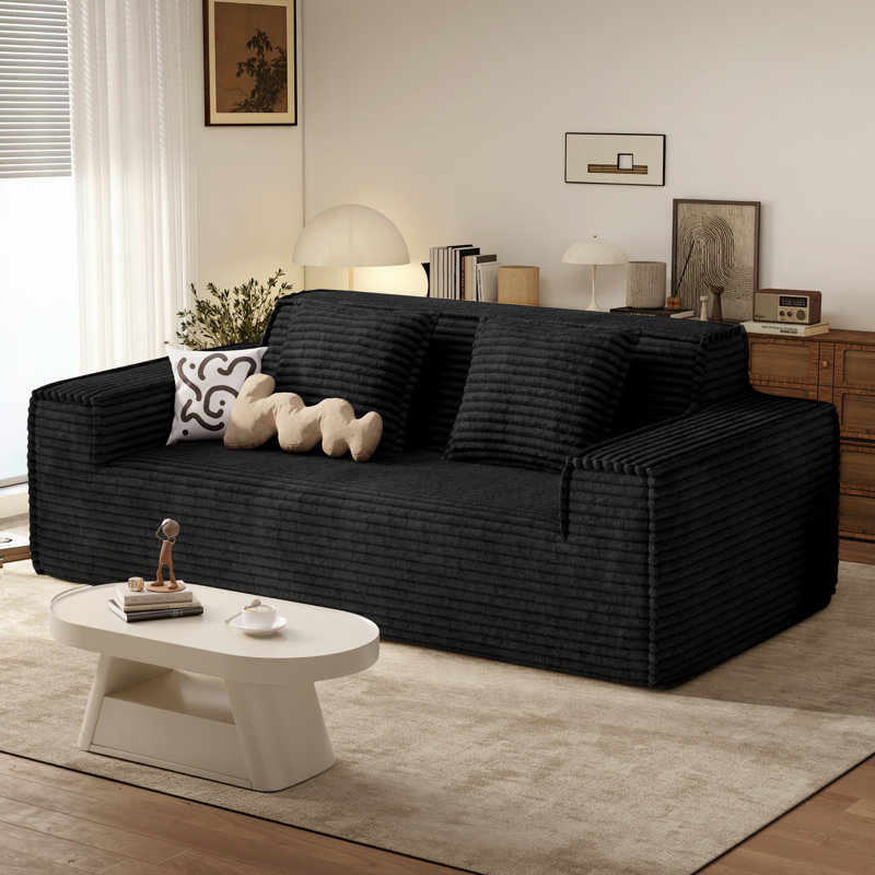 2 Seater Corduroy Loveseat, Black