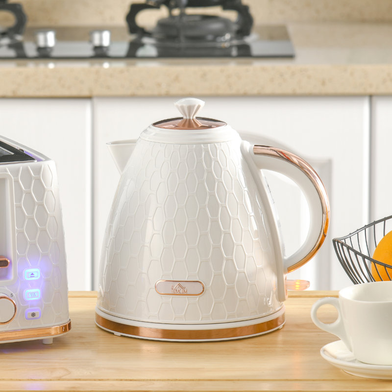 HOMCOM 1.7L Electric Tea Kettle, Cream White