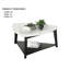 Table basse avec plateau triangulaire en marbre et rangement inférieur, blanc et noir jais, 40 po x 40 po