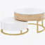 Tables basses gigognes modernes à plateau relevable avec 2 tiroirs blanc et naturel-492743774