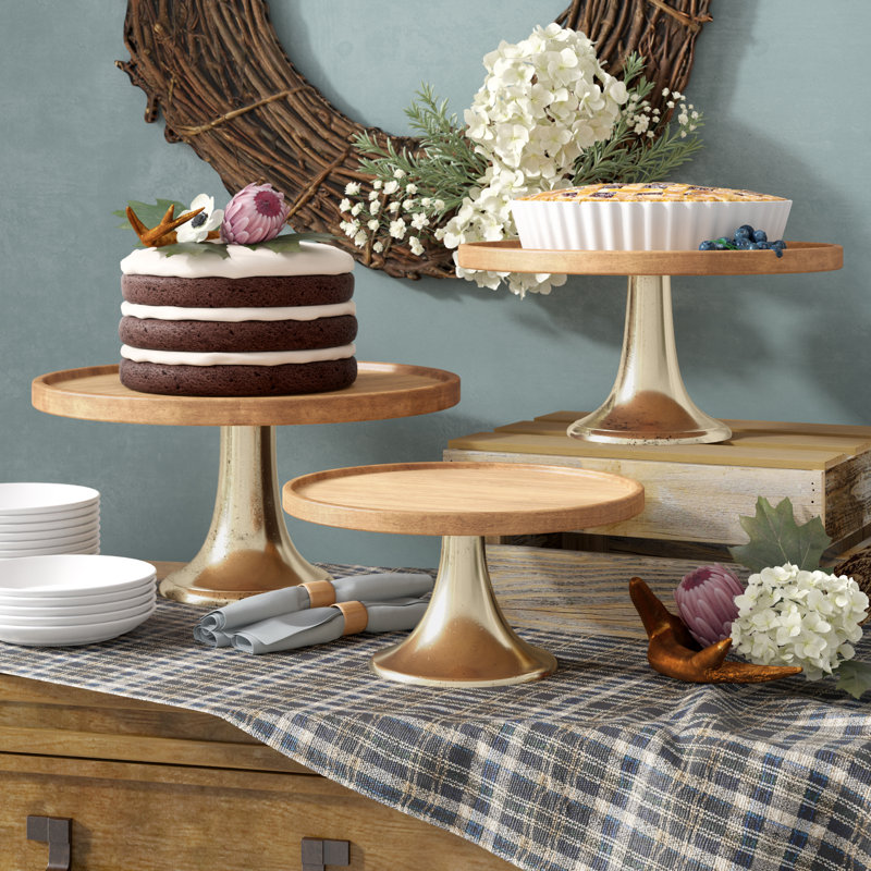 Présentoir à gâteaux 3 pièces Burrowes, Brun