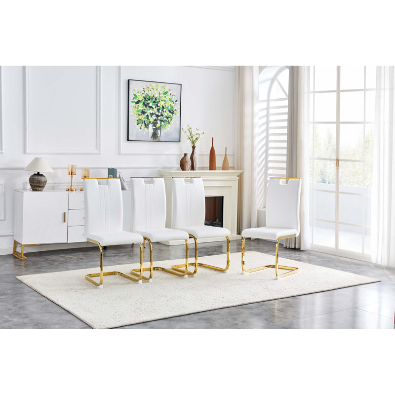 Ensemble de 4 chaises de salle à manger en polyuréthane, Doré