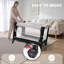 Parc pour bébé convertible 4 en 1 avec berceau, table à langer, couchette de chevet, filet respirant, roulettes verrouillables-1124064553