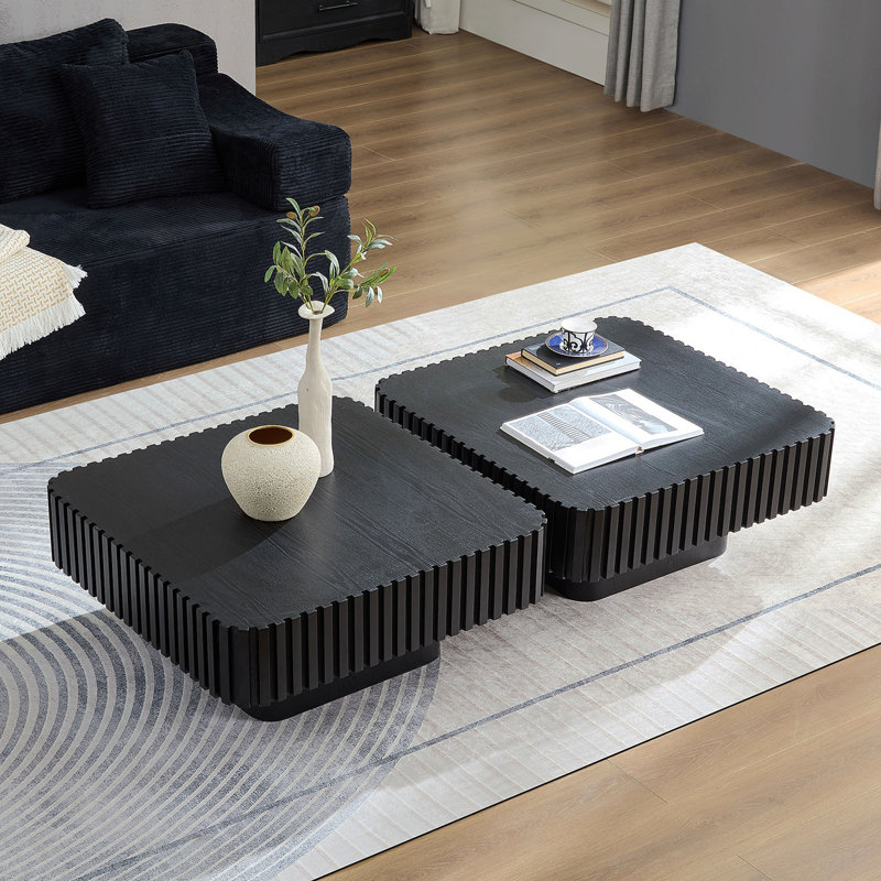 Ensemble de 2 pièces de table basse carrée 31,5 pouces Handcraft, Noir