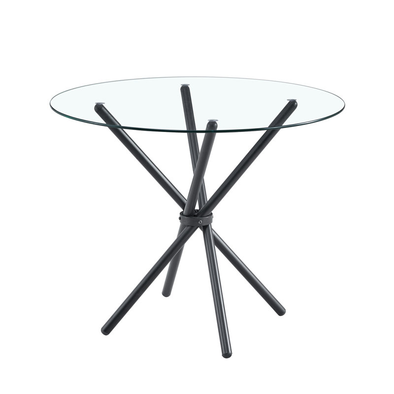 Table à manger de 36,6 pouces, Noir / transparent