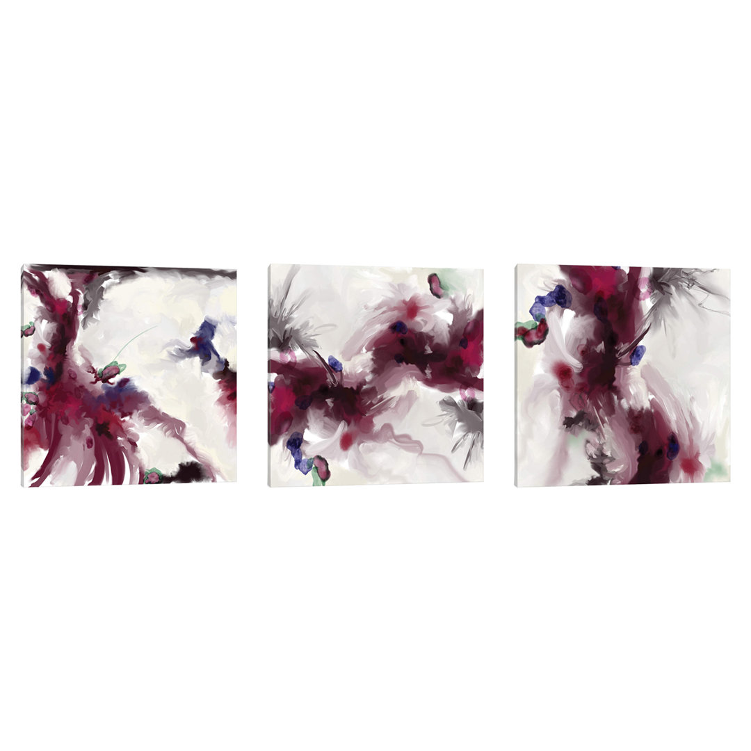 'Plum Triptych' 3 Piece Painting Set on Wrapped Canvas