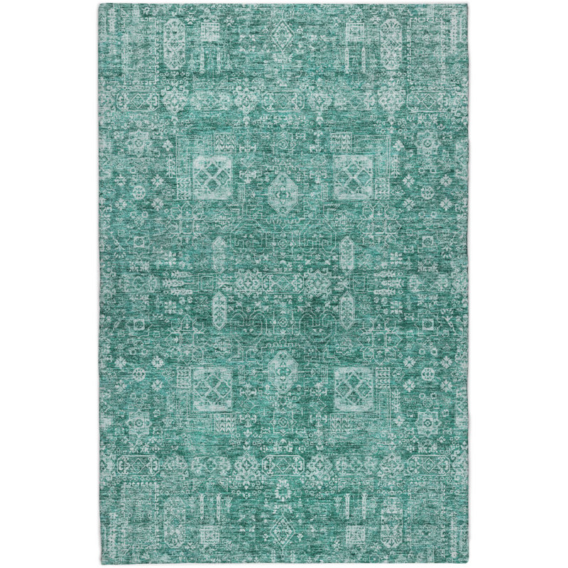 Tapis à poil long de qualité supérieure lavable à la machine ADS637, Teal, 9' x 12'