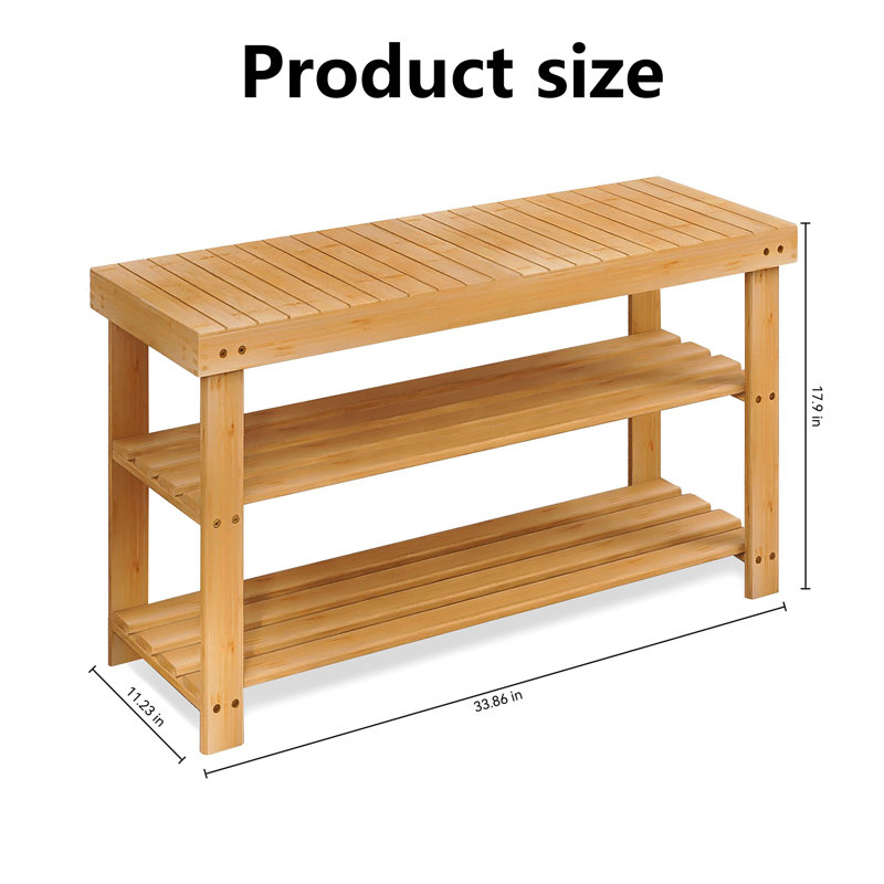 Bamboo Shoe Rack Bench, Three-Level Shoe Rack Storage Rack In The Entrance Corridor, Bathroom, And Living Room, Nature