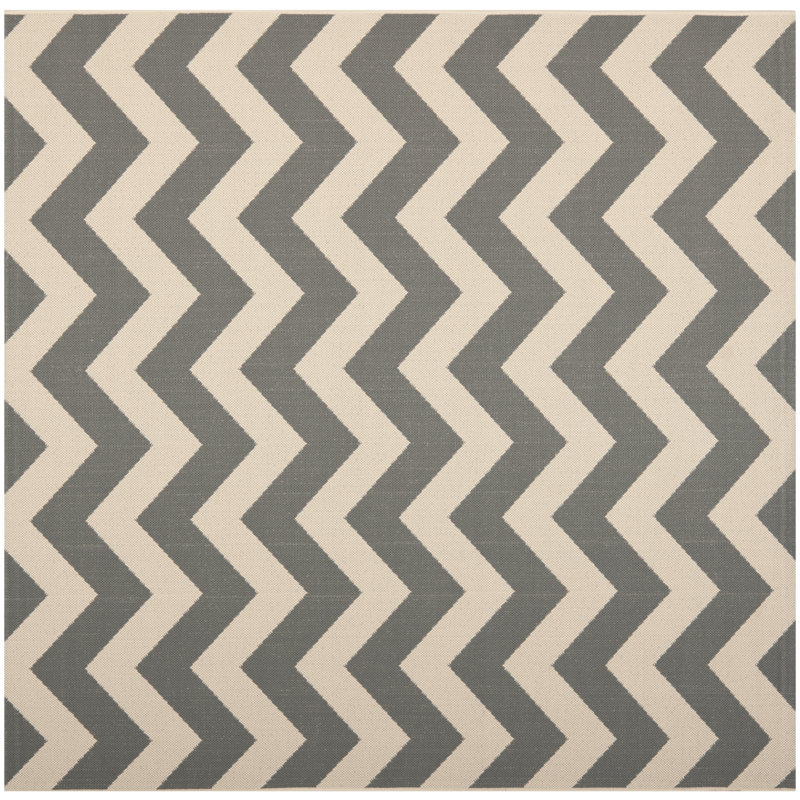 Tapis intérieur / extérieur gris clair / anthracite Arneshia, Carré 6 pi 7 po