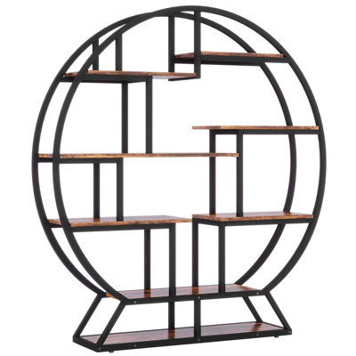 Bibliothèque ronde, étagère à livres 63 "avec tablettes décalées