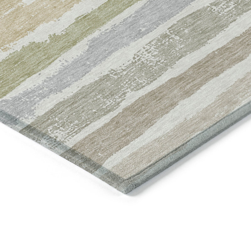 Tapis intérieur lavable rayé beige ivoire 8 pi x 10 pi