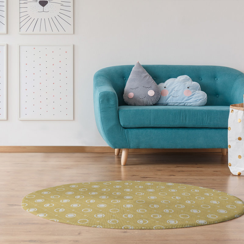 Chenille Geometric Indoor Rug, Round 5'