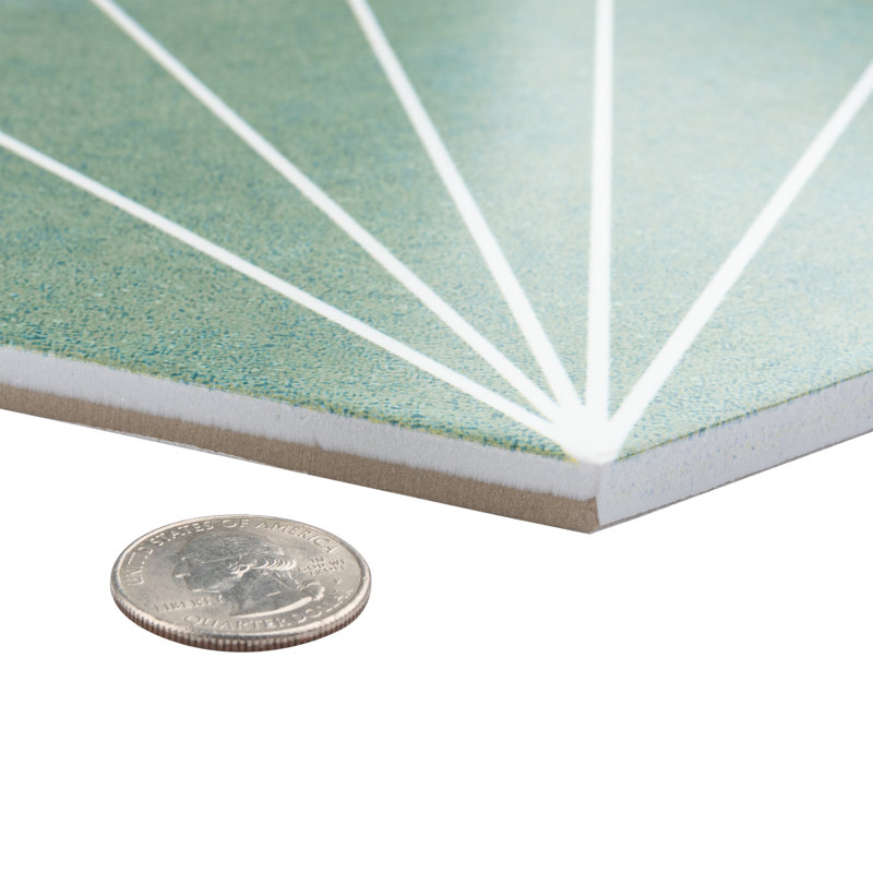 Carrelage de mur et de sol en porcelaine 8,63 "x 9,88" Merola Tile Aster, Vert / blanc