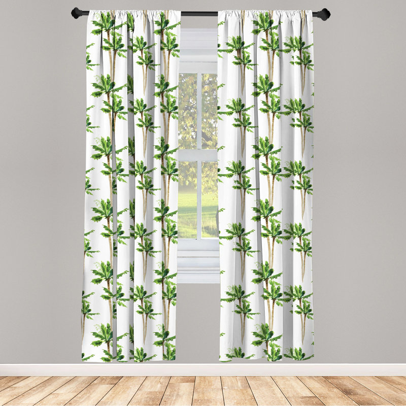 Palm Tree Semi-Sheer Rod Pocket Sliding Panel, 28" x 63"