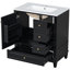 Meuble-lavabo 30 po avec lavabo, une porte avec tablette et trois tiroirs, porte à fermeture douce, noir