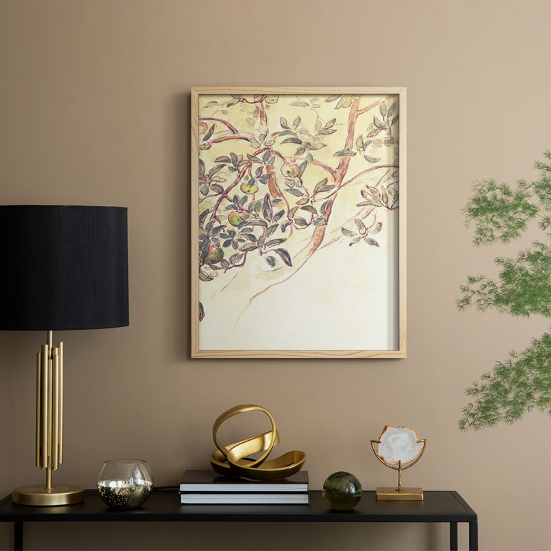 Reproduction florale vintage encadrée CC XXIV - bois massif, Naturel, H 30 po x l 24 po