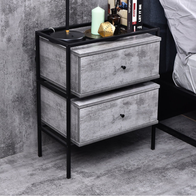 Cojo 58 cm W Bedside Table, Iron Slate