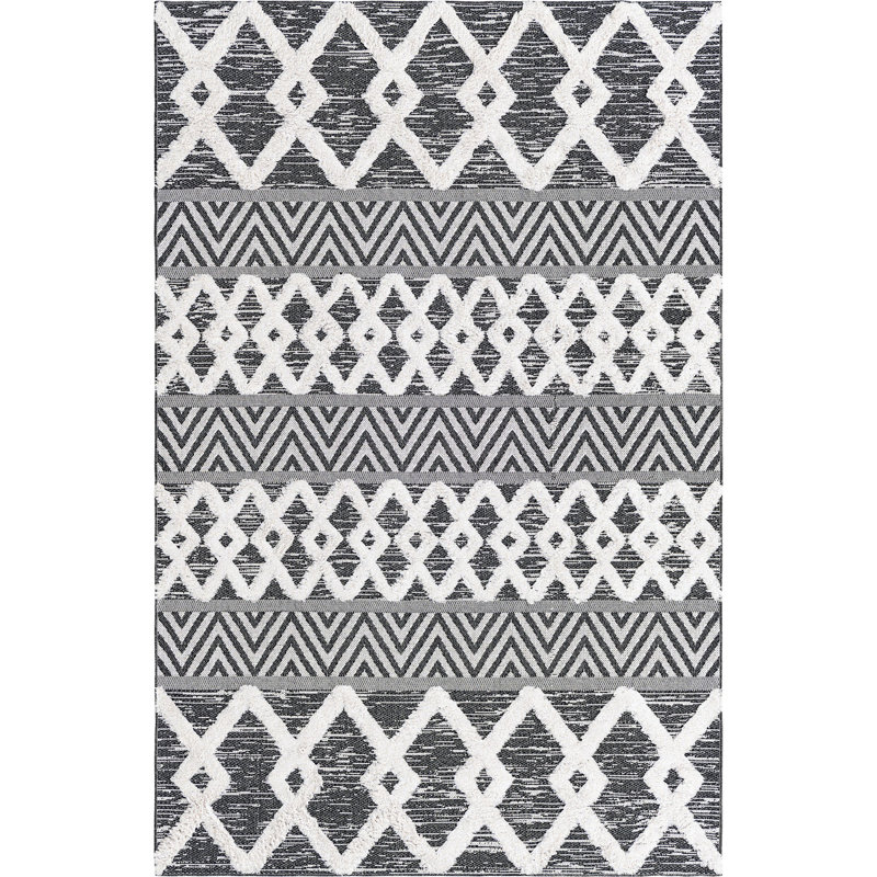Jordalier Cotton Geometric Indoor Rug, Rectangle 5'3" x 8'