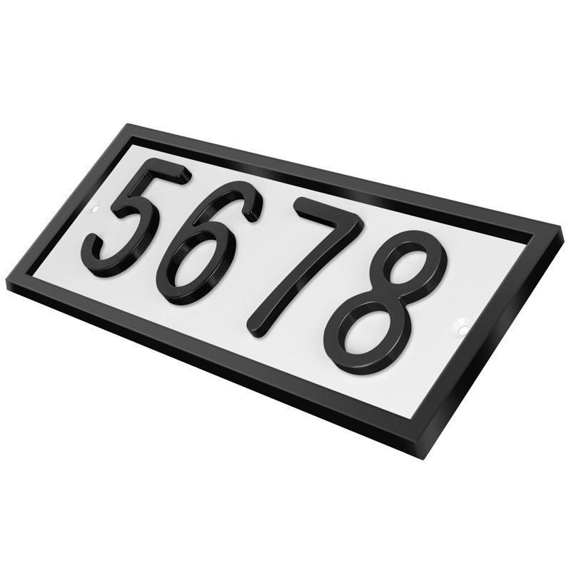 Plaque d'adresse horizontale encadrée en aluminium Royal Shade, Noir, Oui, Blanc