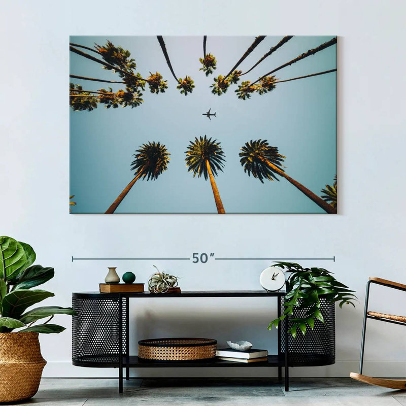 Harnek Plane Below Palm Trees, 34" H x 51" W