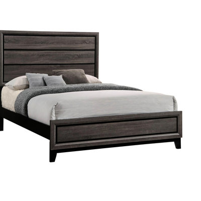 Grey Oak Queen Panel Bed, Boasting A Robust Build And Subtle Color With Design For Bedroom Look