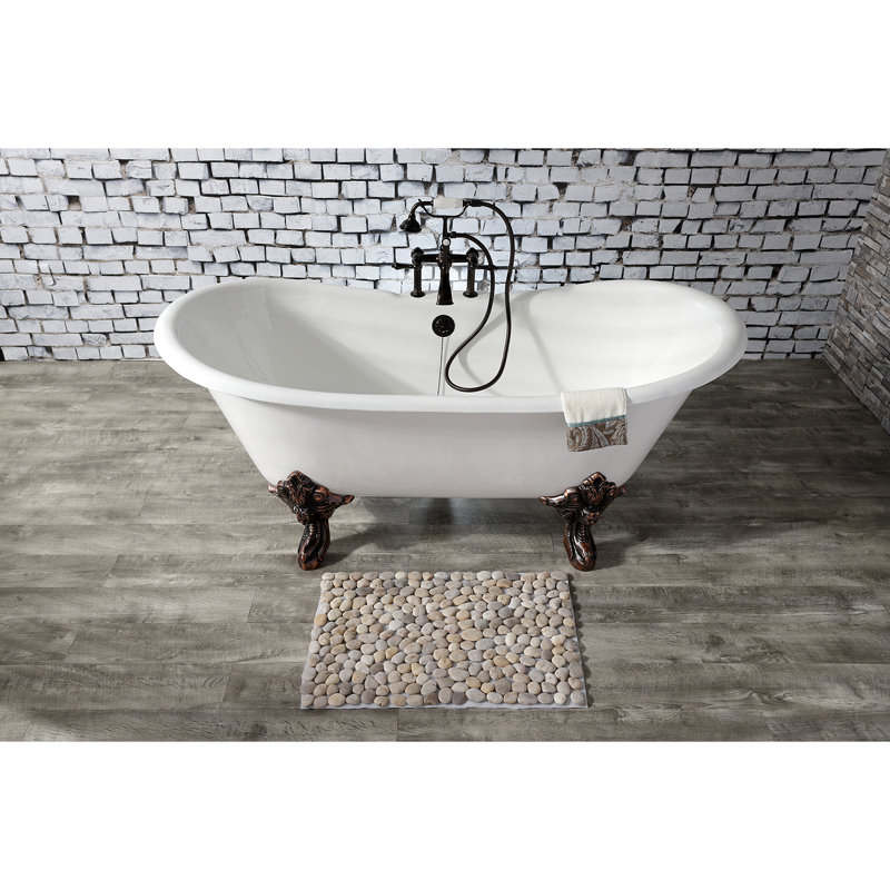Kingston Brass Aqua Eden 67-Inch Cast Iron Oval Double Slipper Clawfoot Tub (7-Inch Faucet Drillings), Oil Rubbed Bronze