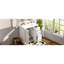 Armoire de rangement de salle de bain 36 po avec lavabo en céramique, structure en bois massif, planches, trois tiroirs, portes, rangement spacieux, style rétro, lavabo à motif de rainure unique et glissière de tiroir lisse, charnières,-1796488067