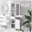 Armoire de rangement mince pour salle de bain avec porte en acrylique, tiroir et tablettes pour espaces étroits