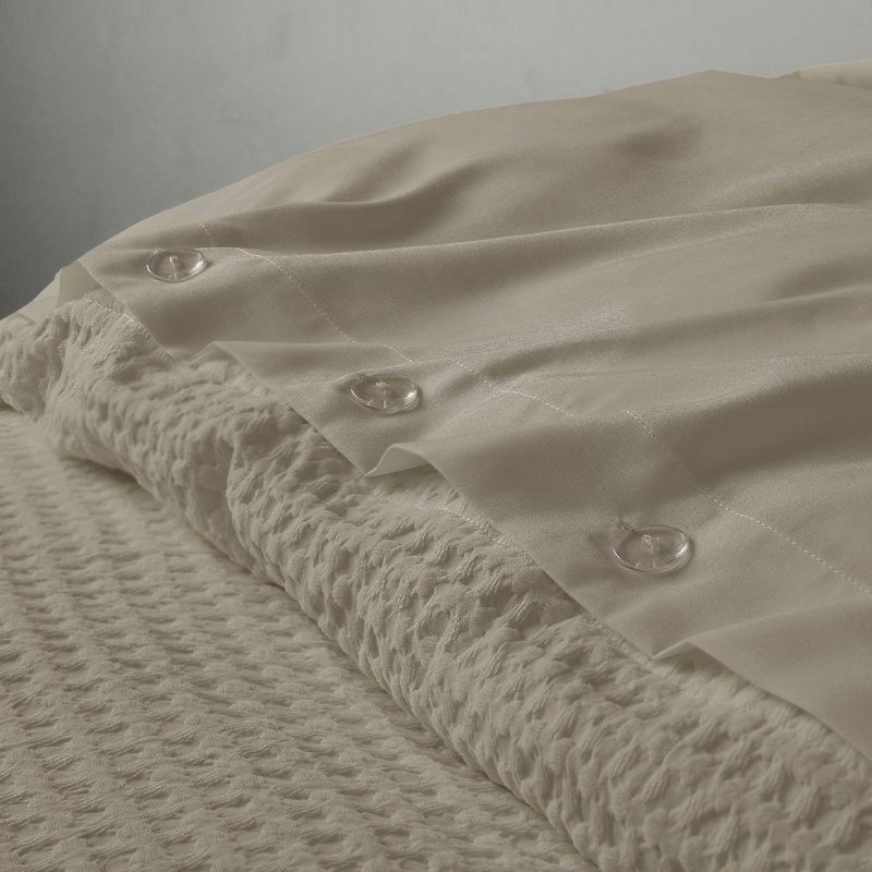 Ensemble de housse de couette texturée Mina Waffle Weave, Housse de couette très grand / très grand califo, Neutre
