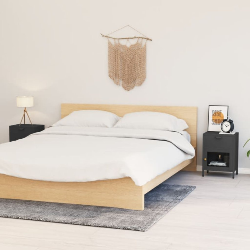 17 Stories Nightstands 2 Pcs 40X30x54.5 Cm Steel And Glass, Anthracite