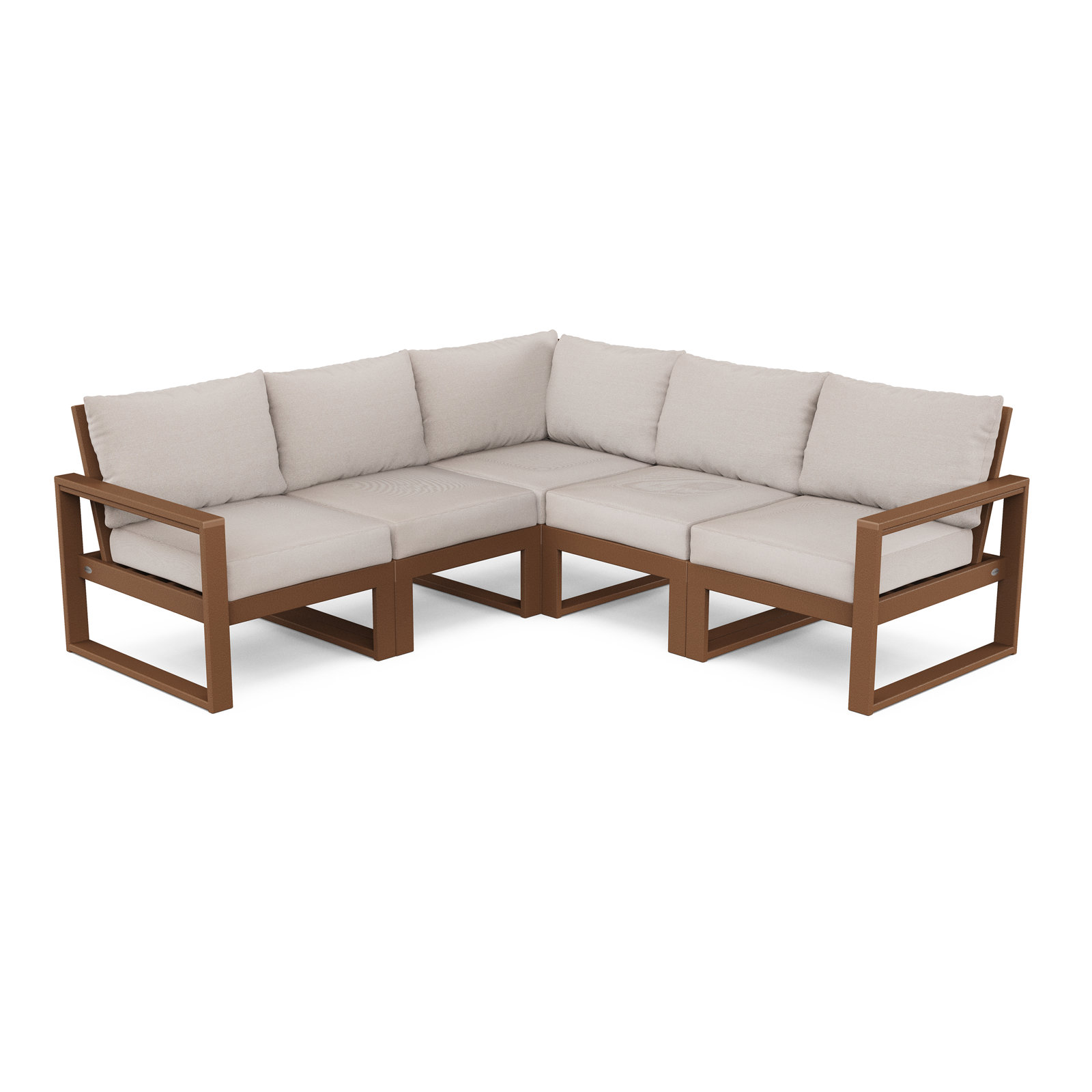 POLYWOOD® Edge 85" Patio Sectional, Dune Burlap, Teak