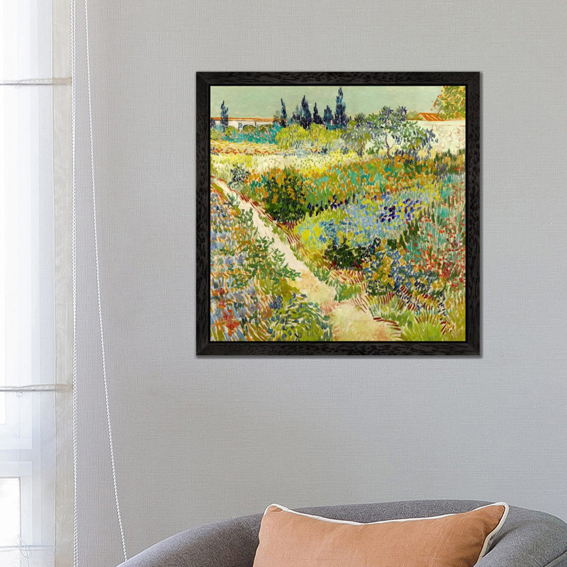 The Garden At Arles by Vincent Van Gogh - Painting on Canvas, 66.04 cm H x 66.04 cm W, Black Framed