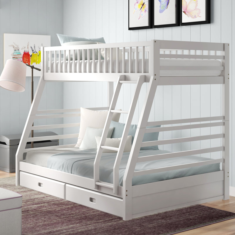 Samiyah Twin over Full Bunk Bed with Storage Drawers in White