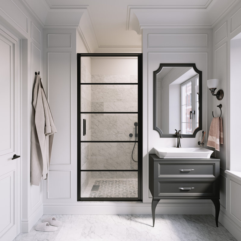  Porte de douche à cadre pivotante Axio, 31,25 - 32 po x 72 po