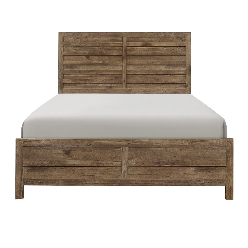 Lit de chambre en pin patiné, mobilier de grand lit rustique, cadre de lit fini, Mélange de bruns