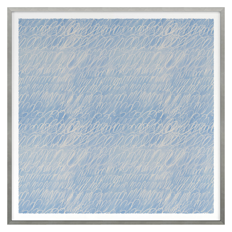 Cy Scribble In Blue Print by Stramel, Renee, Silver, 20" H x 20" W