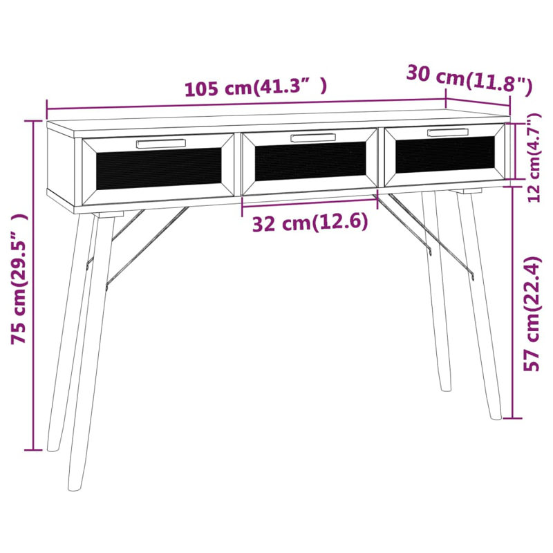 Wassim 105cm Console Table, Black