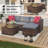 Outdoor Patio Furniture Set, 5 Pieces Rattan Patio Conversation Sets with Glass Coffee Table and Cushion,All Weather Outdoor Patio Sofa for Garden, Poolside, Backyard-180951391-180951385