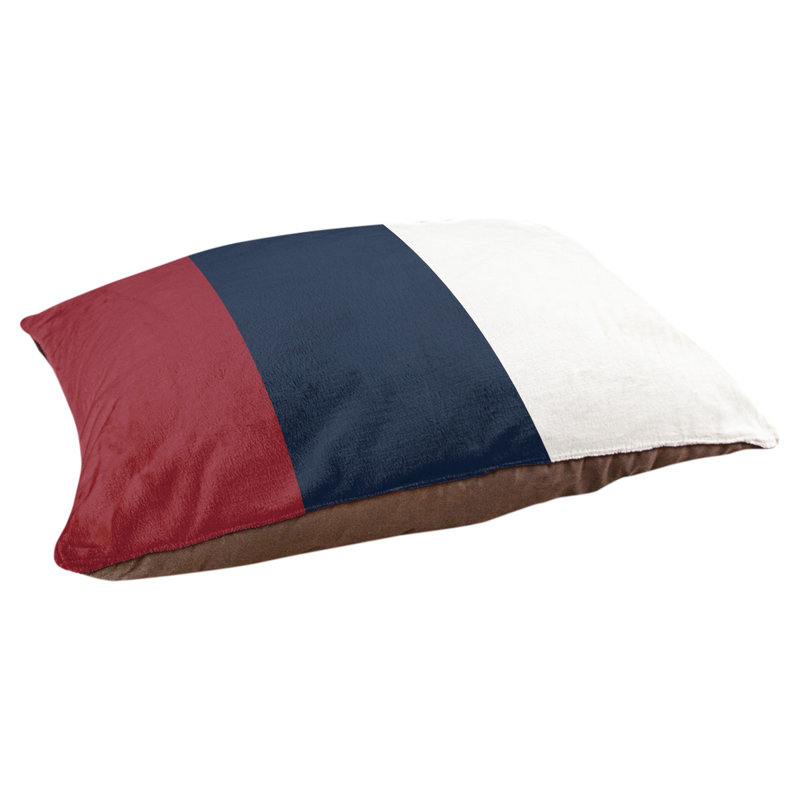 Coussin pour chien Indiana, Très grand (l 50 po x P 40 po x H 17 po), Rouge fer à repasser / bleu minuit / blanc