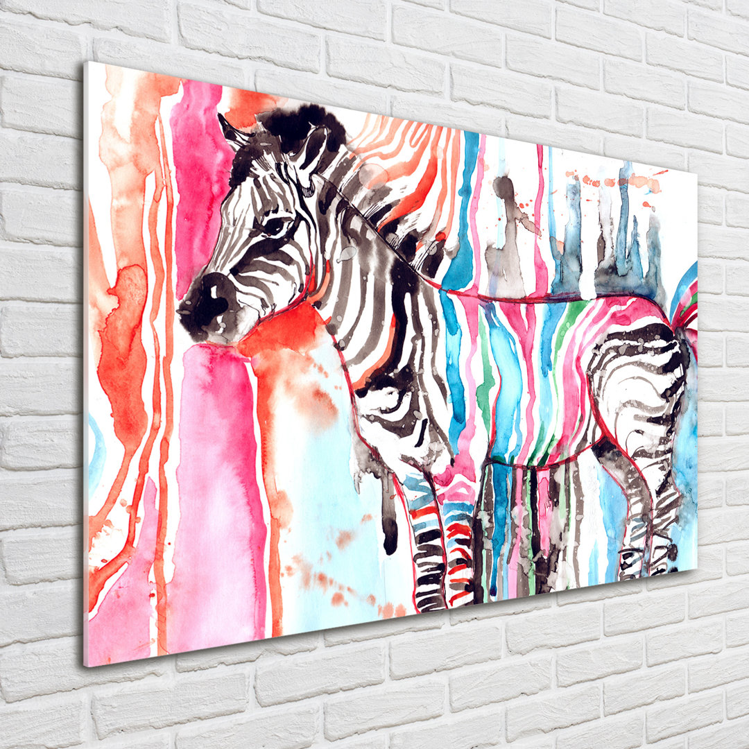 Glasbild Buntes Zebra