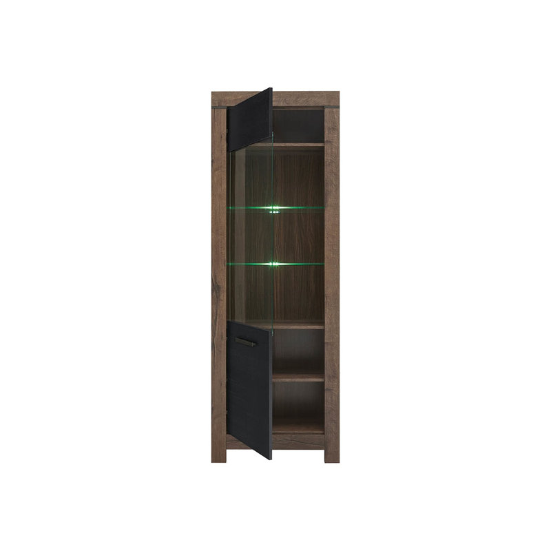 68 cm W Display Cabinet China Cabinet, Oak Monastery/Oak Black