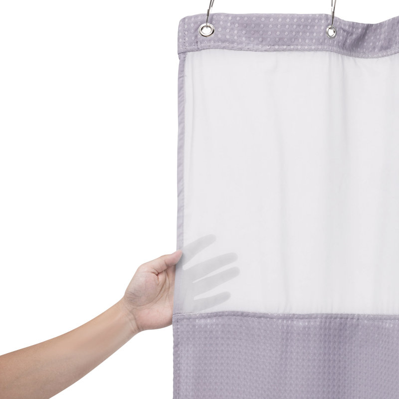 Rideau de douche Waffle Weave avec doublure à encliqueter, 12 crochets inclus, H 72 po x l 71 po, Lavande