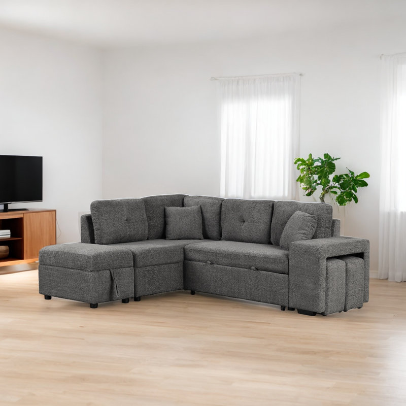Canapé modulaire 5 pièces Gokhan, Gris chenille