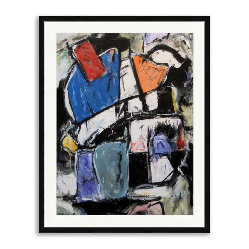 «Chevreuil» par William Oconnor - Peinture, H 31,25 po x l 25,25 po, Papier avec cadre noir