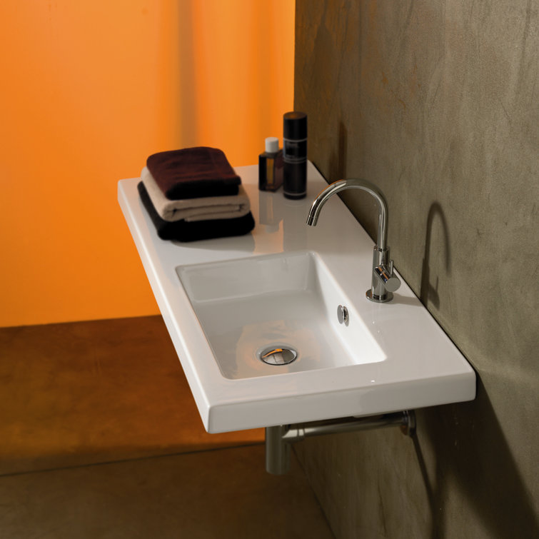 Ceramica Tecla By Nameeks Condal 17.72'' Glossy White Vitreous China Rectangular Bathroom Sink with Overflow