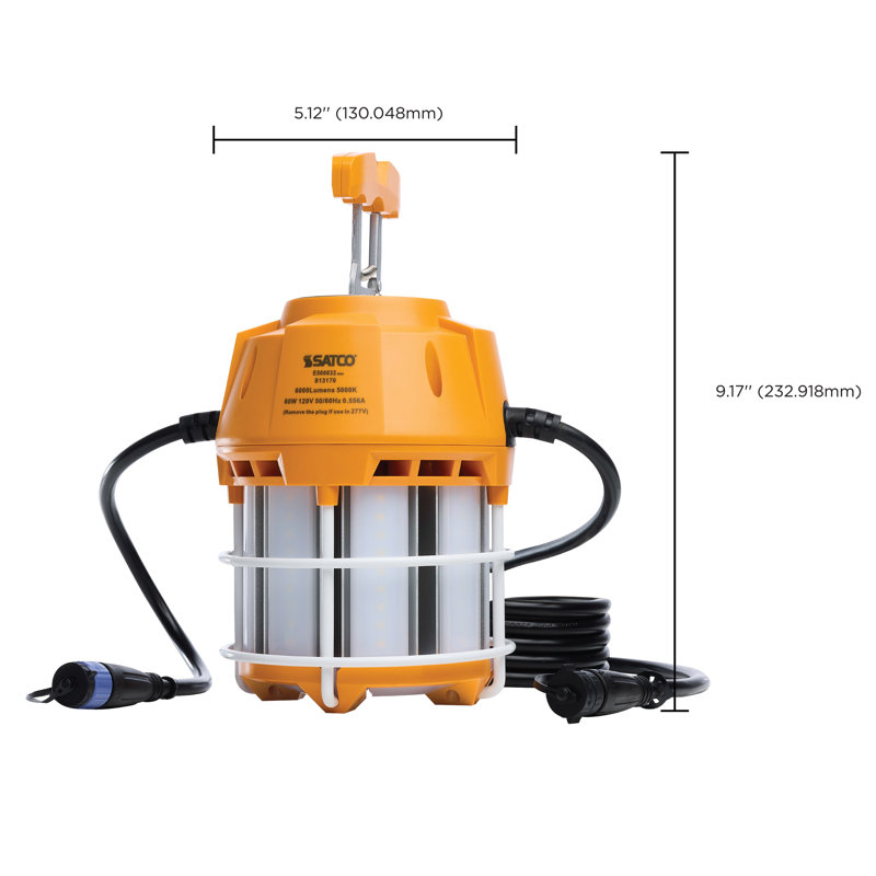 LED Hi-Pro Temp Work Light 5000K Corncob Shape 80 CRI Orange Finish, 9.17" H x 5.12" W x 5.12" D