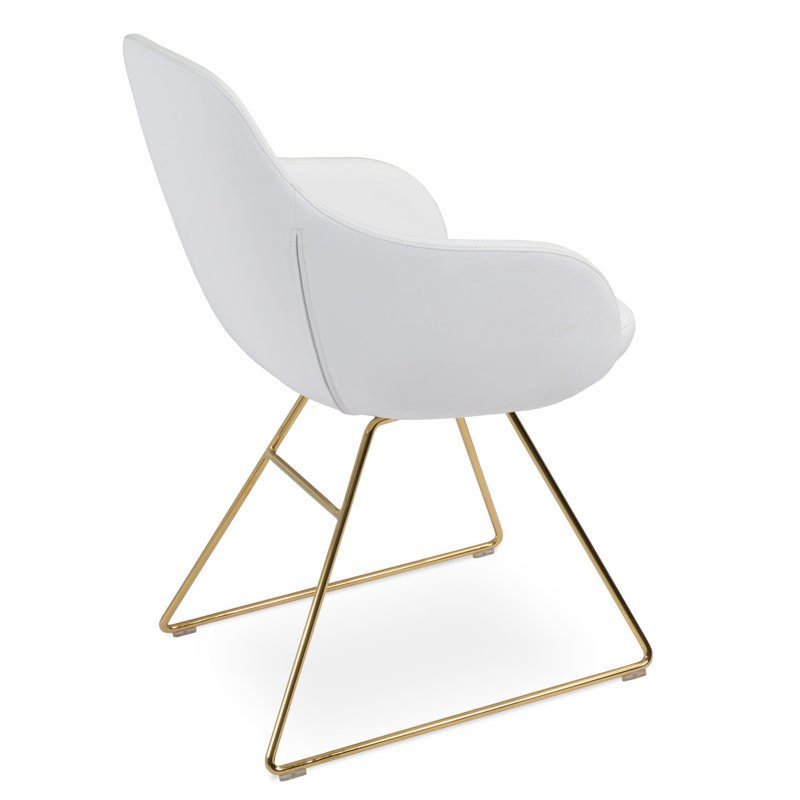 Fauteuil Gazel, Or, Similicuir blanc
